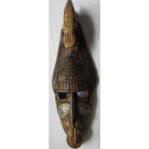 African crocodile hand carved wood made in Ghana protector mask